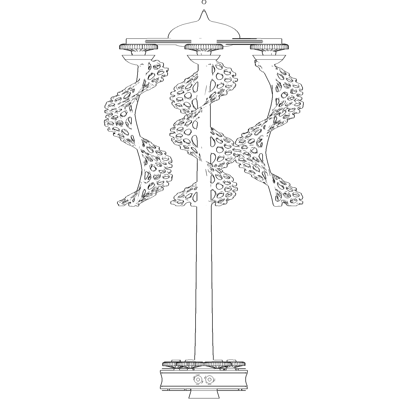 Line drawing of the sculpture